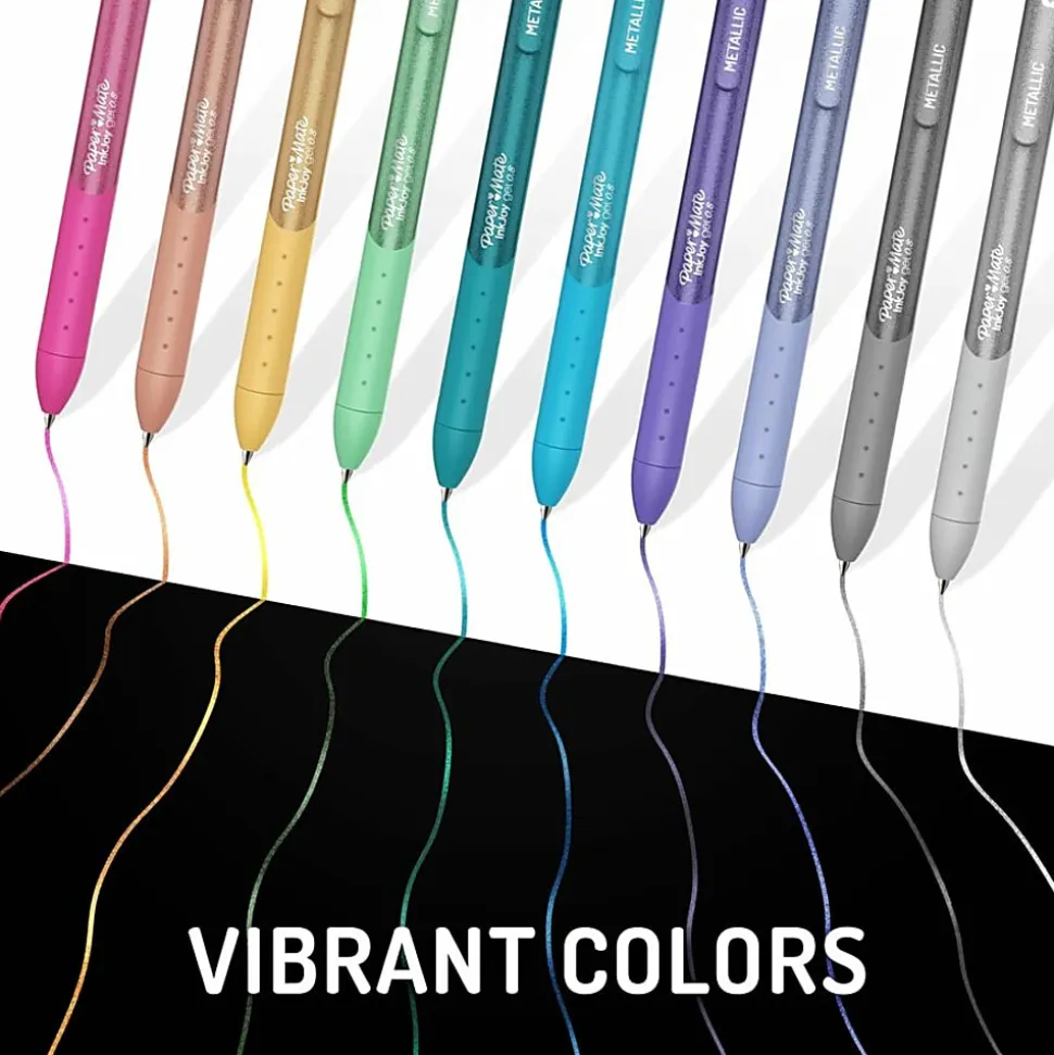 Paper Mate InkJoy Gel Pens, Metallic Pens, Retractable, Medium Point, (0.8mm) Assorted Colors, 10 Count