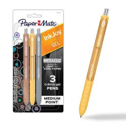 Paper Mate InkJoy Gel Pens, Metallic Pens, Retractable, Medium Point (0.8mm) Assorted Colors, 3 Count