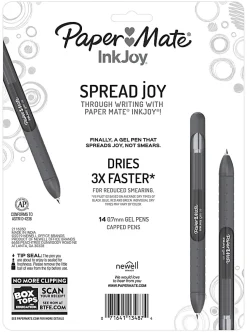 Paper Mate® Inkjoy Gel 600ST Stick Pens, Medium Point, 0.7 mm, Assorted Ink Colors, Pack Of 14