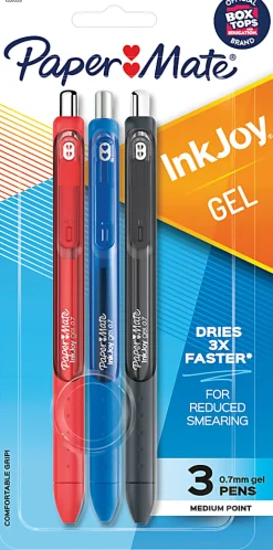 Paper Mate® InkJoy™ Retractable Gel Pens, Medium Point, 0.7 mm, Assorted Barrels, Assorted Ink Colors, Pack Of 3