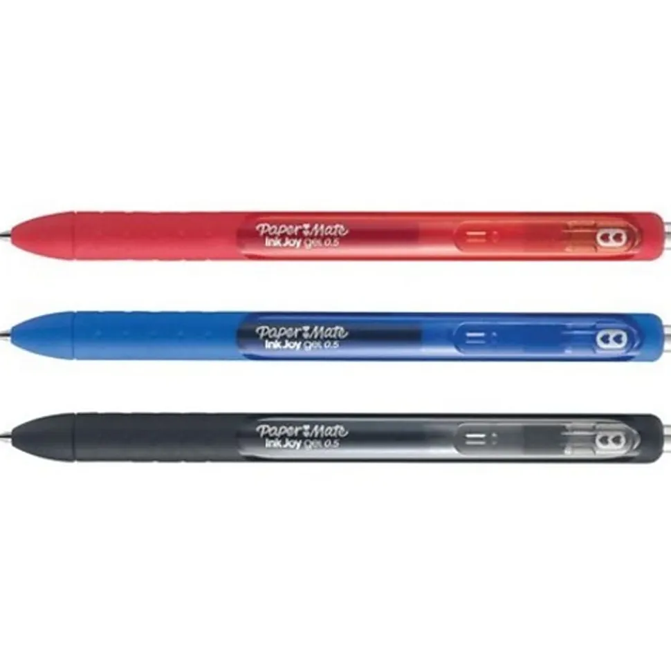 Paper Mate® InkJoy™ Retractable Gel Pens, Medium Point, 0.7 mm, Black Barrels, Black Ink, Pack Of 3