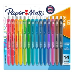 Paper MateĀ® InkJoy Retractable Gel Pens, Fine Point, 0.5 mm, Assorted Colors, Pack Of 14 Pens