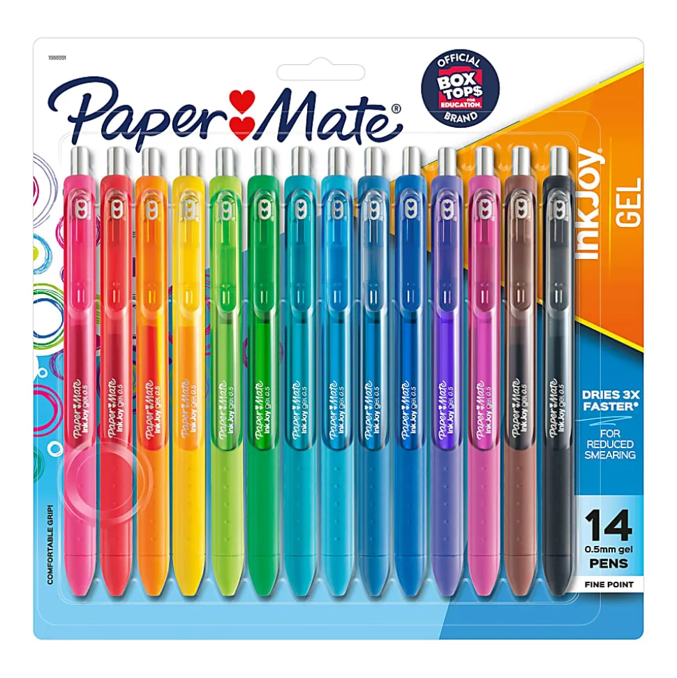 Paper Mate® InkJoy Retractable Gel Pens, Fine Point, 0.5 mm, Assorted Colors, Pack Of 14 Pens