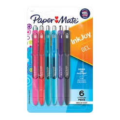 Paper Mate® InkJoy™ Retractable Gel Pens, Medium Point, 0.7 mm,&nbsp;Assorted Barrel Colors, Assorted Ink Colors, Pack Of 6