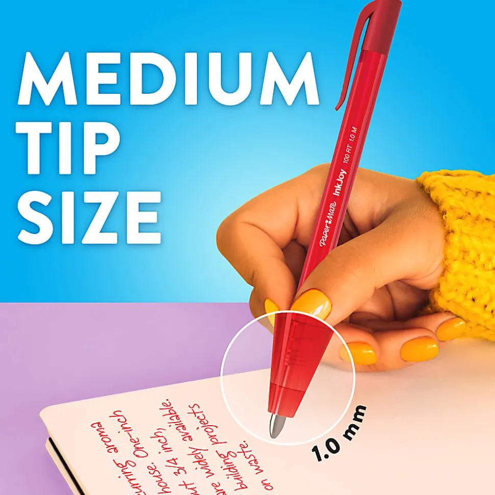 Paper Mate InkJoy 100RT Ballpoint Pens, Medium Point (1.0mm), Assorted Fashion Colors, 4 Count