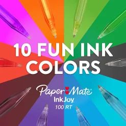 Paper Mate InkJoy 100RT Ballpoint Pens, Medium Point (1.0mm), Assorted Fashion Colors, 4 Count