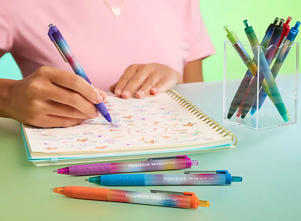 Paper Mate InkJoy 300RT Ballpoint Pens, Colorful Pens with Fashion Wraps, Retractable, Medium Point, Assorted Colors, 14 Count