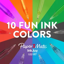 Paper Mate® InkJoy 100 RT Pens, Medium Point, 1.0 mm, Translucent Blue Barrels, Blue Ink, Pack Of 12