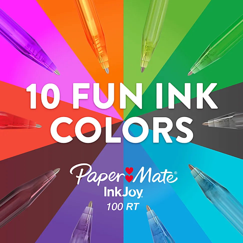 Paper Mate® InkJoy 100 RT Pens, Medium Point, 1.0 mm, Translucent Blue Barrels, Blue Ink, Pack Of 12