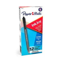 Paper Mate® InkJoy 100 RT Pens, Medium Point, 1.0 mm, Translucent Black Barrels, Black Ink, Pack Of 12