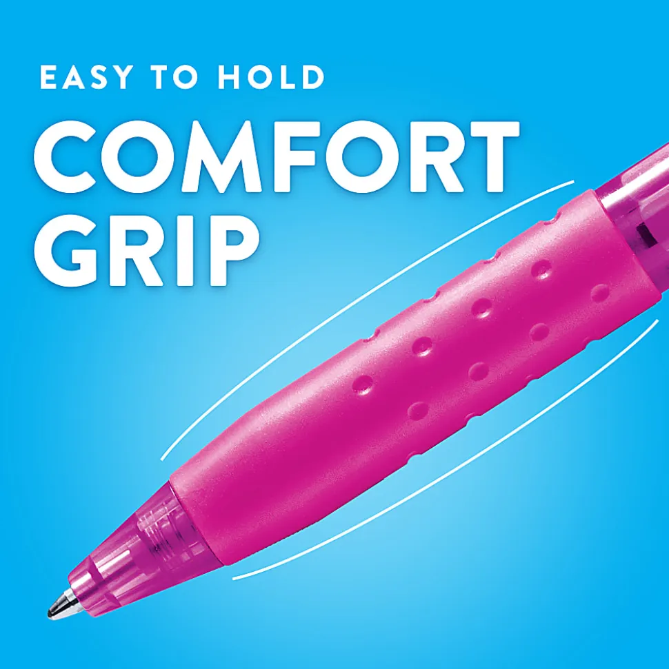 Paper Mate® InkJoy™ 300 RT Retractable Pens, Medium Point, 1.0 mm, Clear Barrels, Assorted Ink Colors, Pack Of 8