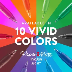 Paper Mate® InkJoy™ 300 RT Retractable Pens, Medium Point, 1.0 mm, Clear Barrels, Assorted Ink Colors, Pack Of 8