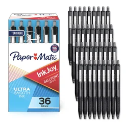 Paper Mate® InkJoy™ 300 RT Retractable Pens, Medium Point, 1.0 mm, Clear Barrel, Black Ink, Pack Of 36