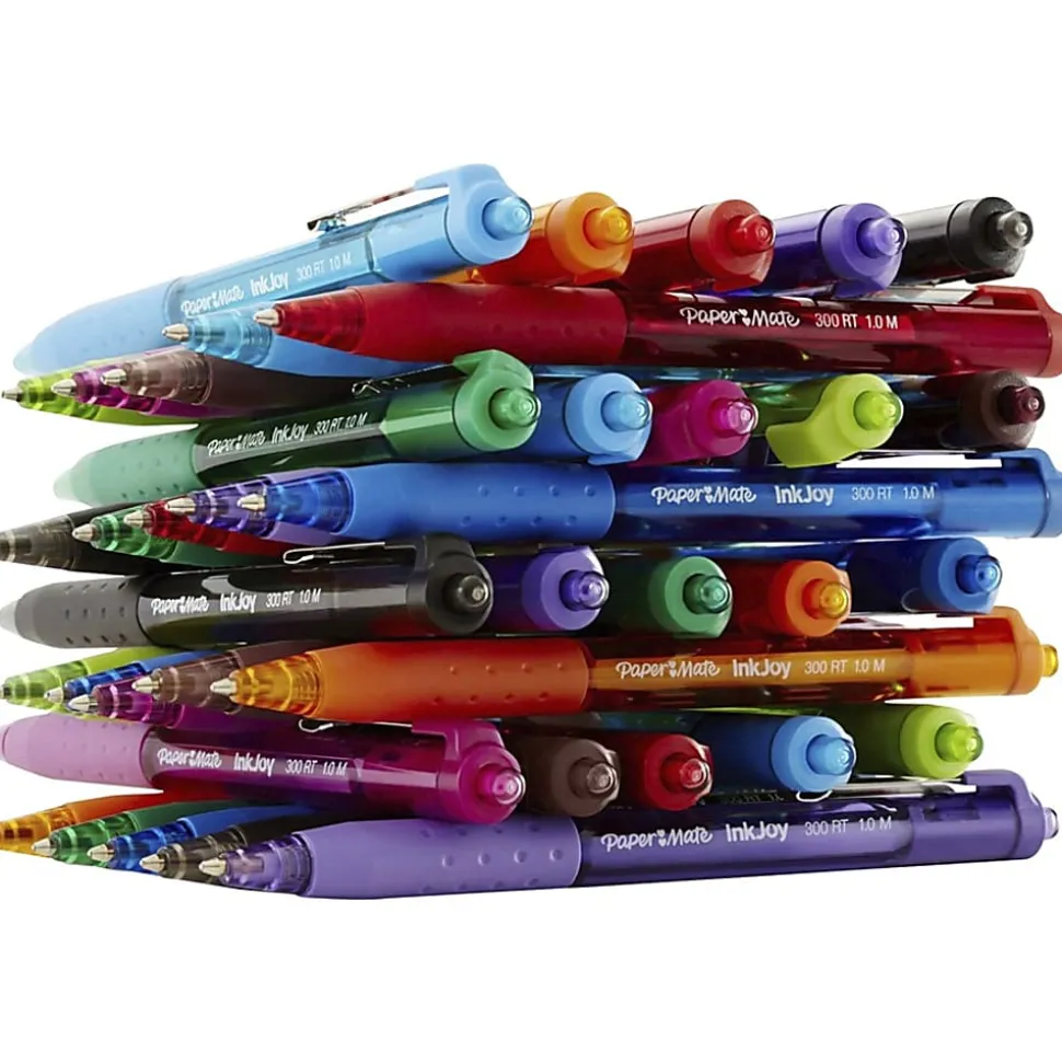 Paper Mate® InkJoy™ 300 RT Retractable Pens, Medium Point, 1.0 mm, Clear Barrel, Black Ink, Pack Of 36
