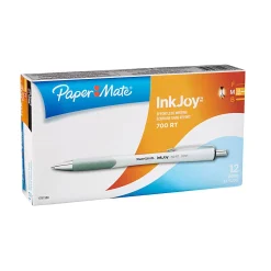 Paper Mate® InkJoy™ 700RT Retractable Ballpoint Pens, Medium Point, 1.0 mm, White Barrels, Black Ink, Pack Of 12