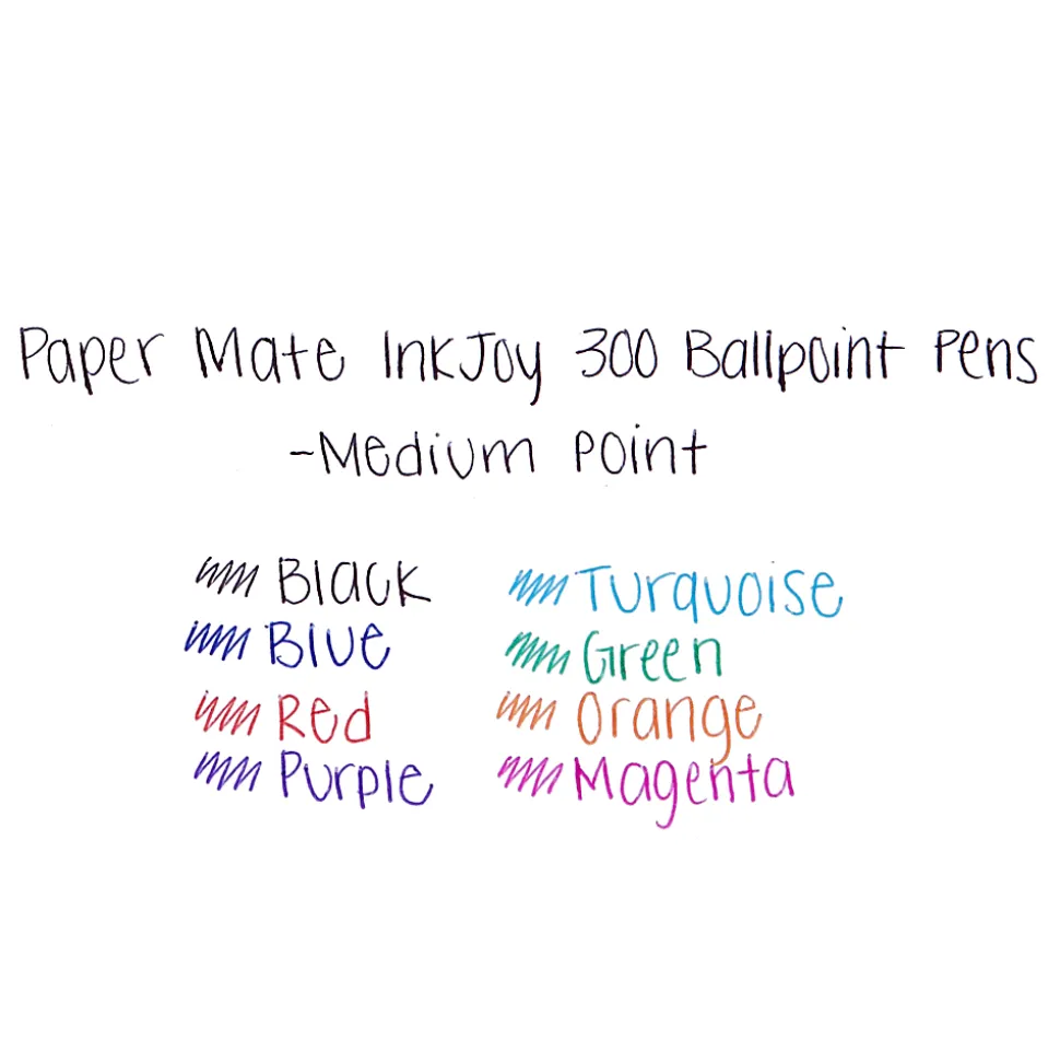 Paper Mate® InkJoy™ 300 Stick Pens, Medium Point, 1.0 mm, Translucent Barrels, Black Ink, Pack Of 12 Pens