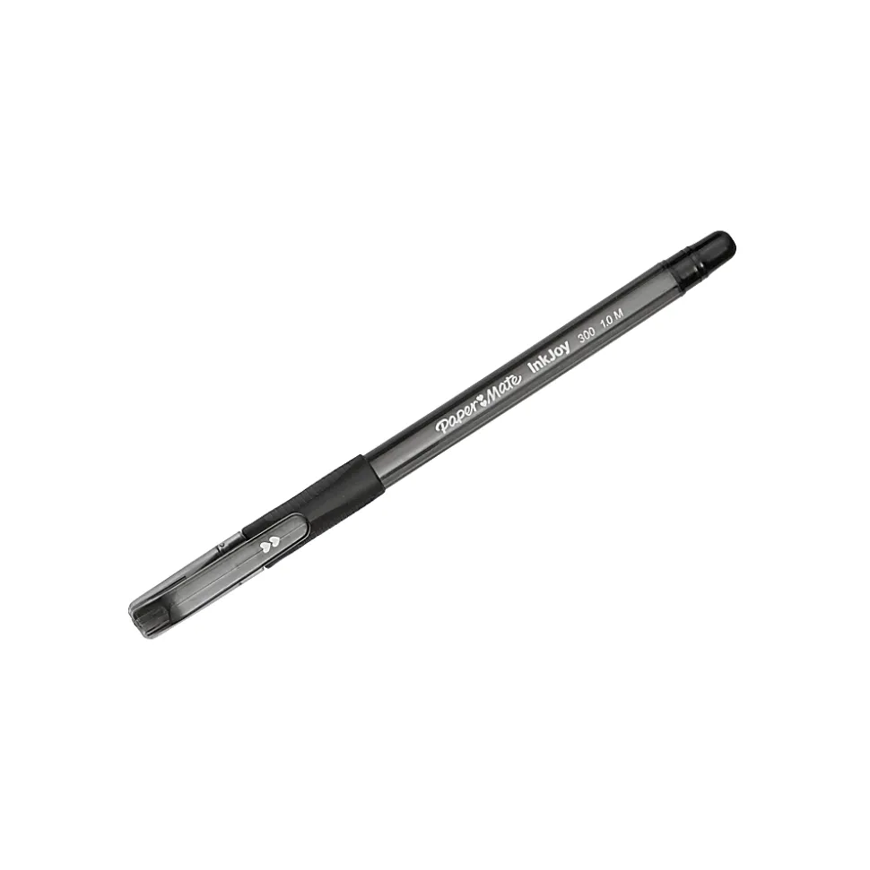 Paper Mate® InkJoy™ 300 Stick Pens, Medium Point, 1.0 mm, Translucent Barrels, Black Ink, Pack Of 12 Pens