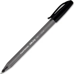 Paper MateĀ® InkJoy 100 Stick Pens, Medium Point, 1.0 mm, Translucent Black Barrels, Black Ink, Pack Of 12 Pens
