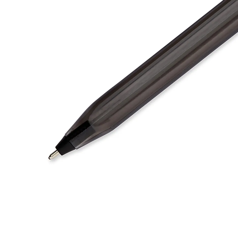 Paper Mate® InkJoy 100 Stick Pens, Medium Point, 1.0 mm, Translucent Black Barrels, Black Ink, Pack Of 12 Pens