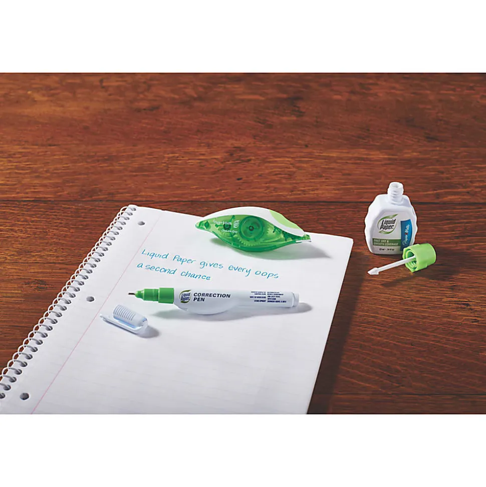 Paper Mate® Liquid Paper® DryLine® Correction Tape, 1/5"W x 384"L, White, Pack Of 10