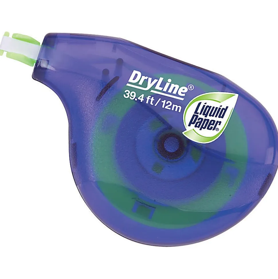 Paper Mate® Liquid Paper® DryLine® Correction Tape, 1/5"W x 384"L, White, Pack Of 10