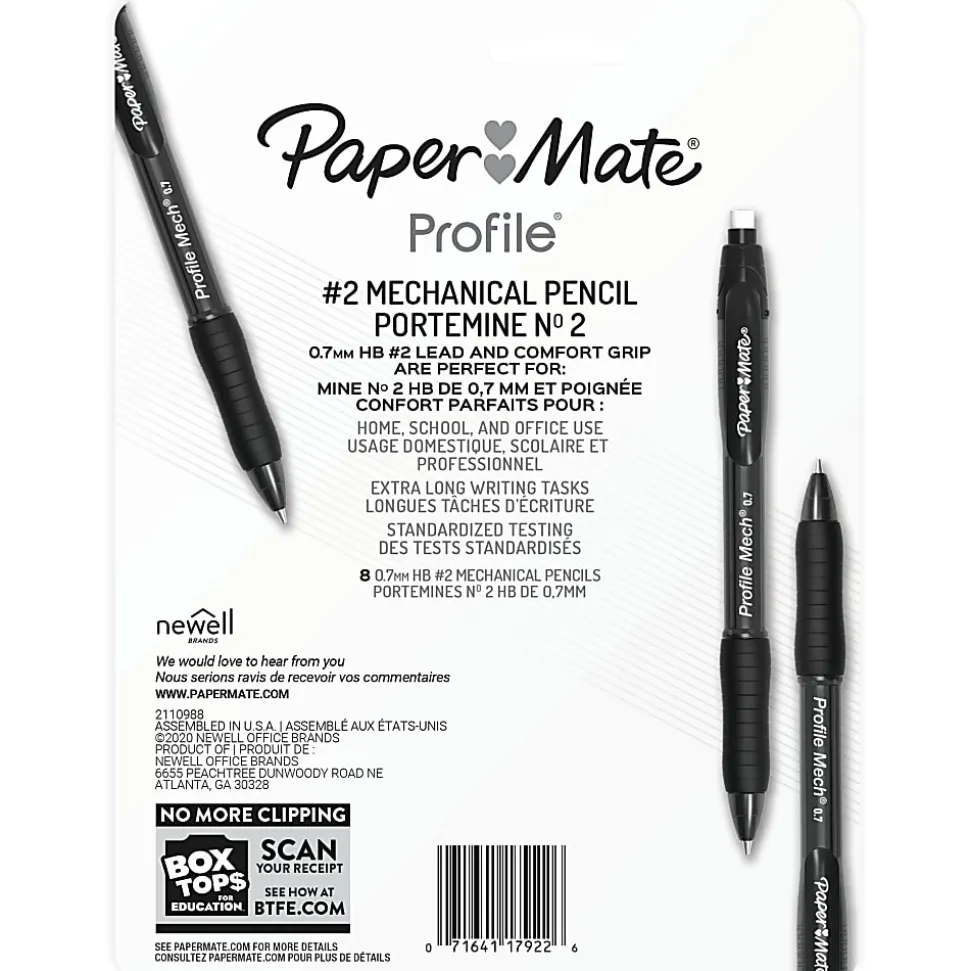 Paper Mate® Mechanical Pencils, Medium Point, 0.7 mm, Assorted Colors, Pack Of 8 Pencils