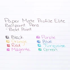 Paper Mate® Profile® Elite Retractable Ballpoint Pens, Bold Point, 1.4 mm, Black Barrel, Black Ink, Pack Of 12
