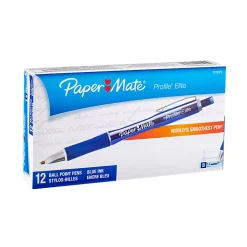 Paper Mate® Profile® Elite Retractable Ballpoint Pens, Bold Point, 1.4 mm, Blue Barrel, Blue Ink, Pack Of 12