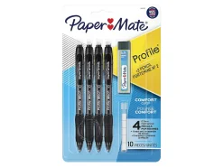 Paper Mate Profile Mechanical Pencils, 0.7 mm, HB #2 Lead, Black Barrel, Pack Of 4 Pencils