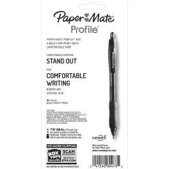 Paper Mate® Profile™ Retractable Ballpoint Pens, Bold Point, 1.4 mm, Translucent Barrel, Assorted Ink Colors, Pack Of 4