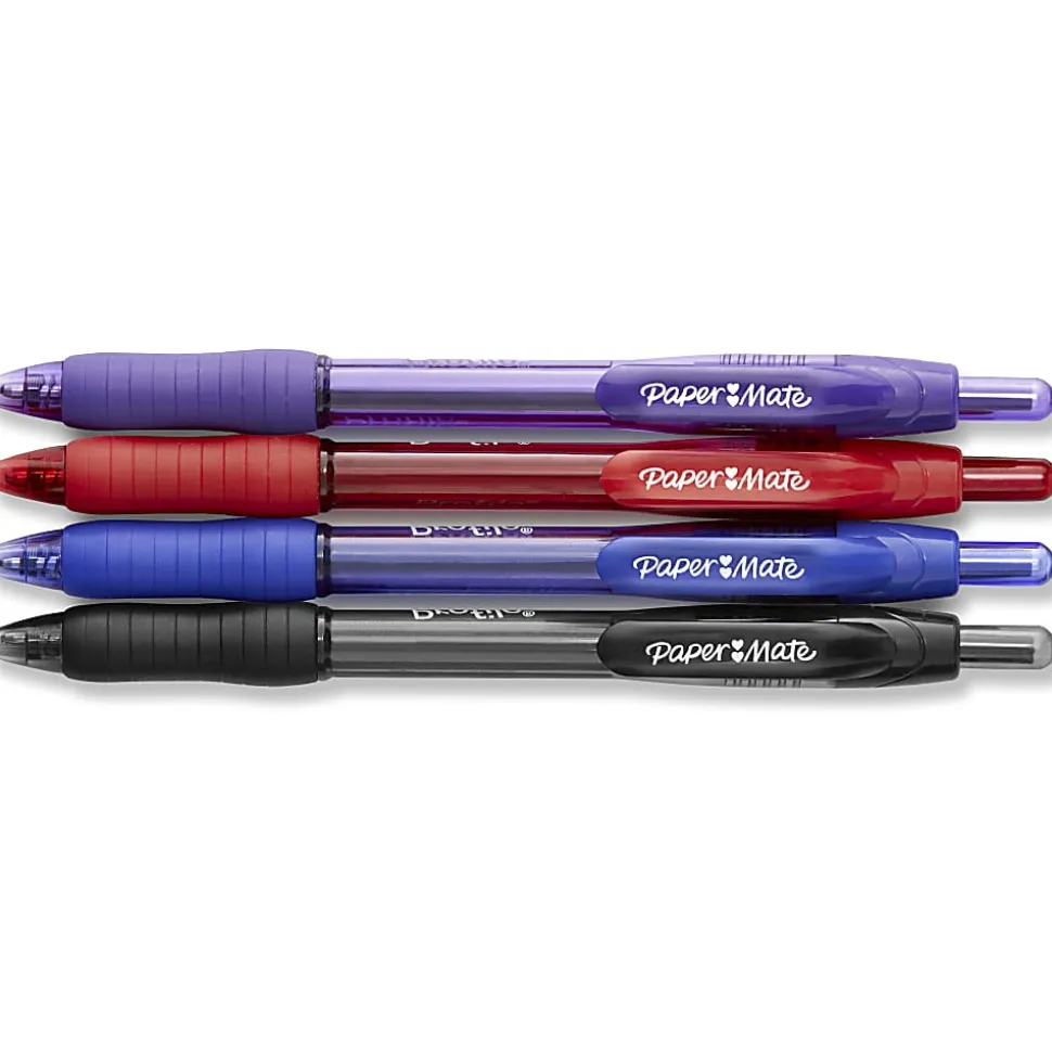 Paper Mate® Profile™ Retractable Ballpoint Pens, Bold Point, 1.4 mm, Translucent Barrel, Assorted Ink Colors, Pack Of 4