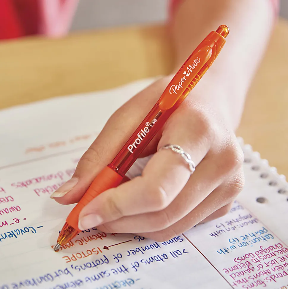 Paper Mate® Profile™ Retractable Ballpoint Pens, Bold Point, 1.4 mm, Translucent Barrel, Assorted Ink Colors, Pack Of 4