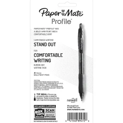 Paper Mate® Profile™ Retractable Ballpoint Pens, Bold Point, 1.4 mm, Translucent Barrel, Blue Ink, Pack Of 4