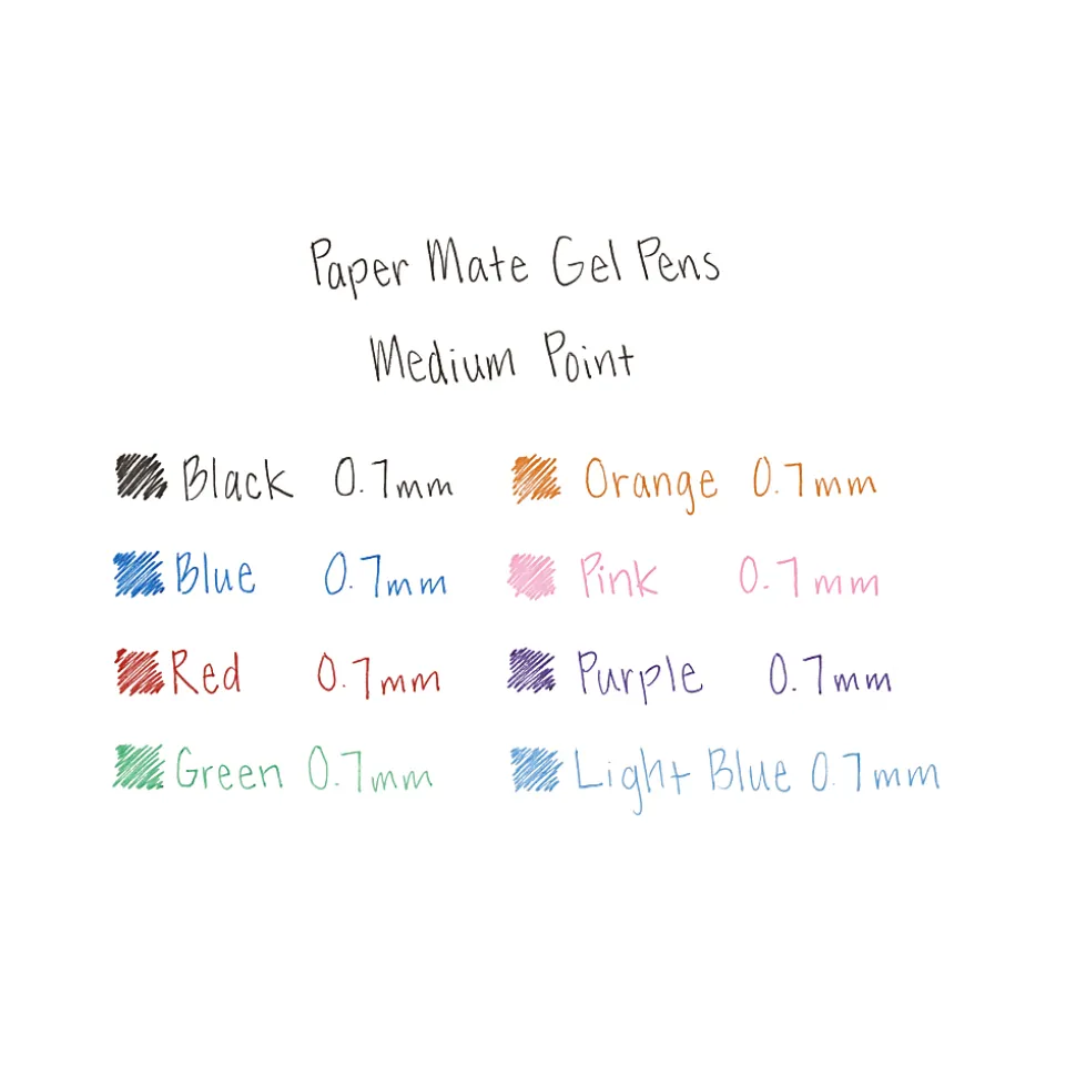Paper Mate® Retractable Gel Pens, Medium Point, 0.7 mm, Black Barrel, Black Ink, Pack Of 12