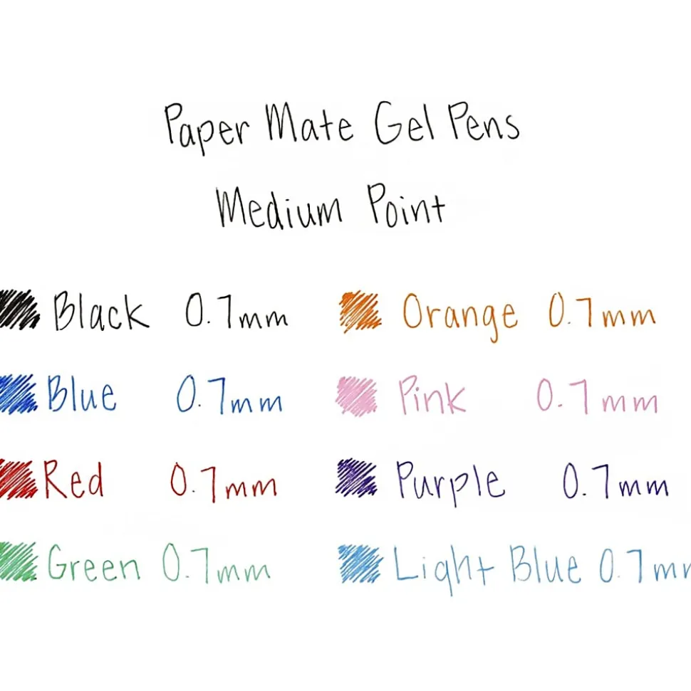 Paper Mate® Retractable Gel Pens, Medium Point, 0.7 mm, Black Barrel, Black Ink, Pack Of 12