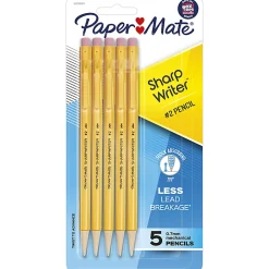 Paper Mate® SharpWriter® Mechanical Pencils, 0.7 mm, Yellow Barrel, Pack Of 5 Pencils