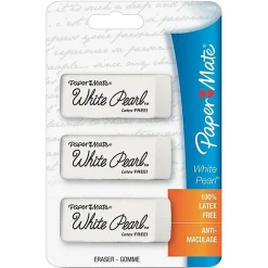 Paper Mate® White Pearl® Latex-Free Erasers, Pack Of 3