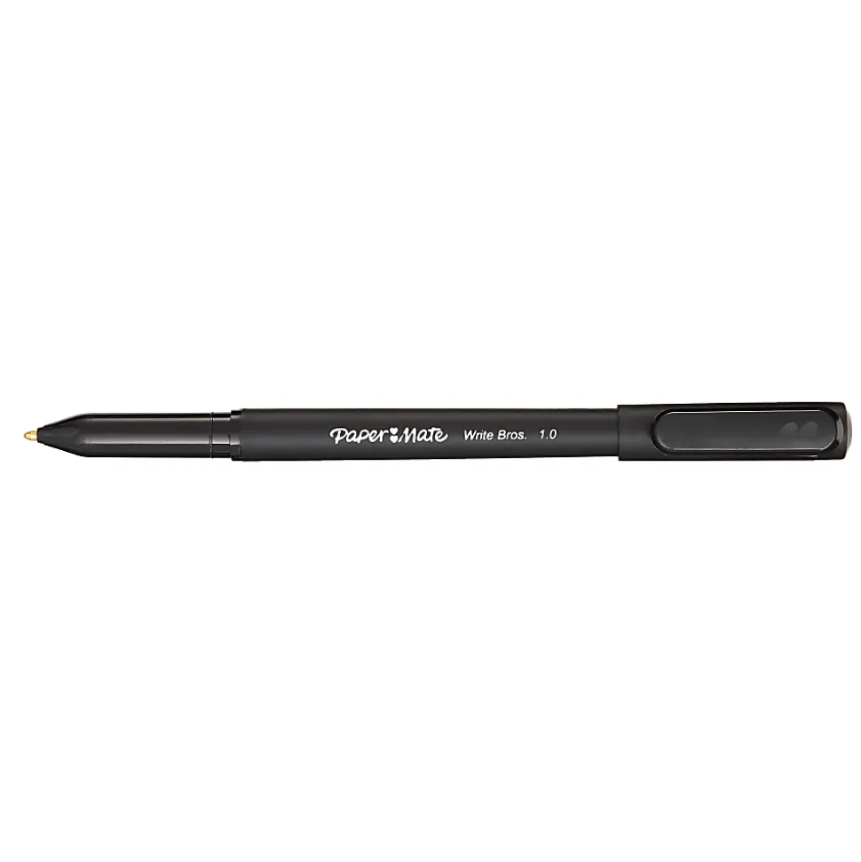 Paper Mate® Write Bros. Ballpoint Stick Pens, Medium Point, 1.0mm, Black Barrel, Black Ink, Pack Of 60