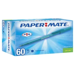 Paper Mate® Write Bros. Ballpoint Stick Pens, Medium Point, 1.0 mm, Blue Barrel, Blue Ink, Pack Of 60