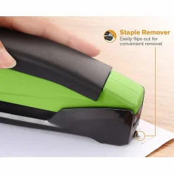 PaperPro InPowerâ„¢ Spring-Powered Desktop Stapler With Antimicrobial Protection, 20-Sheet Capacity, Green