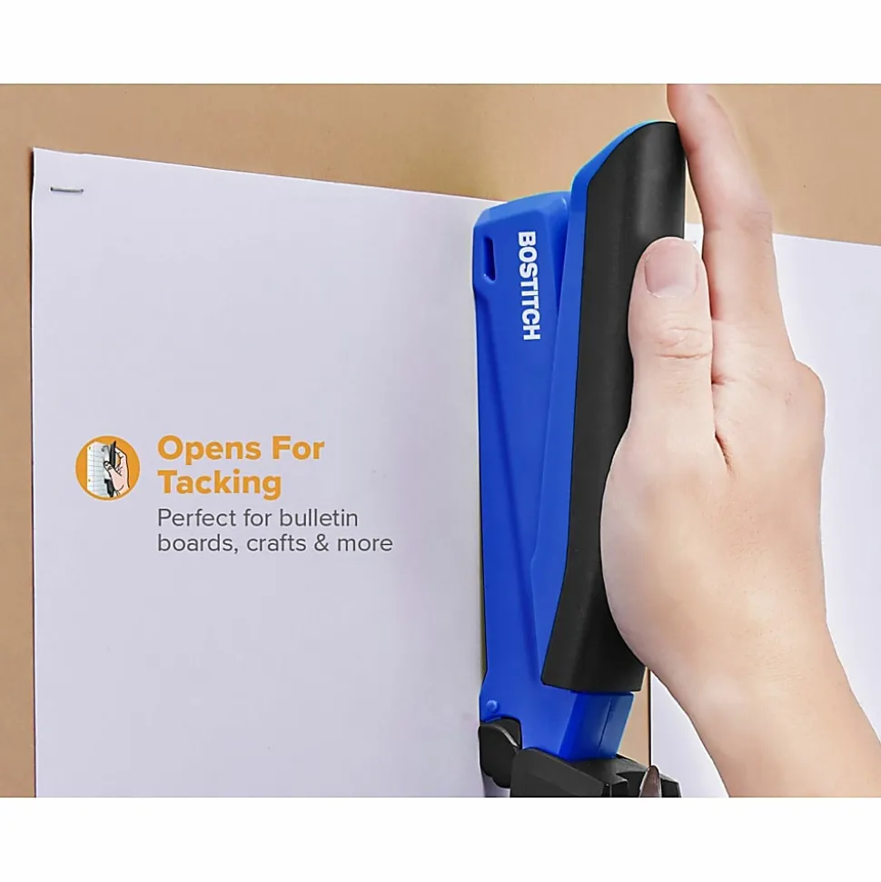 PaperPro InPower™ Spring-Powered Desktop Stapler, 20-Sheet Capacity, Blue