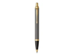 PARKER IM Ballpoint Pen, Grey Lacquer with Gold Trims, Medium Point, Blue Ink Refill, Gift Box