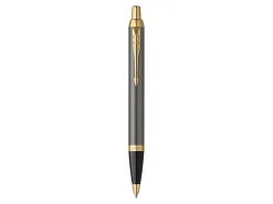 PARKER IM Ballpoint Pen, Grey Lacquer with Gold Trims, Medium Point, Blue Ink Refill, Gift Box