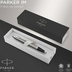 Parker® IM Ballpoint Pen, Medium Point, 0.7 mm, Silver Barrel, Blue Ink