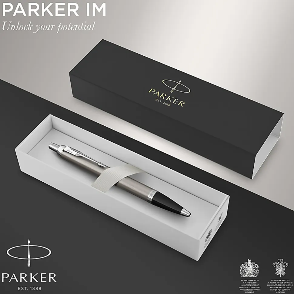 Parker® IM Ballpoint Pen, Medium Point, 0.7 mm, Silver Barrel, Blue Ink
