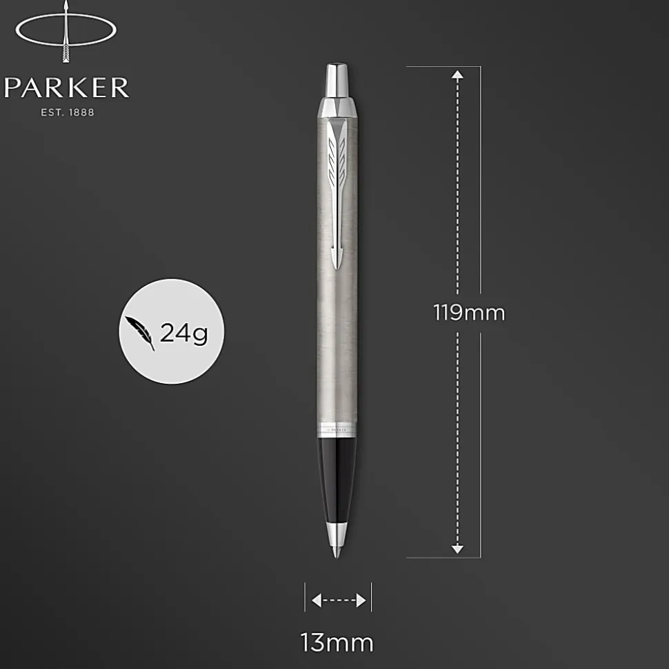 Parker® IM Ballpoint Pen, Medium Point, 0.7 mm, Silver Barrel, Blue Ink