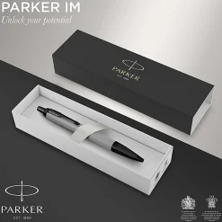 Parker® IM Ballpoint Pen, Medium Point, 0.7 mm, Matte Gray/Black Barrel, Blue Ink