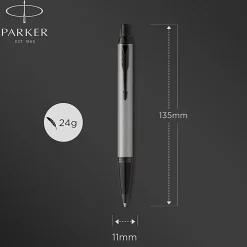 Parker® IM Ballpoint Pen, Medium Point, 0.7 mm, Matte Gray/Black Barrel, Blue Ink