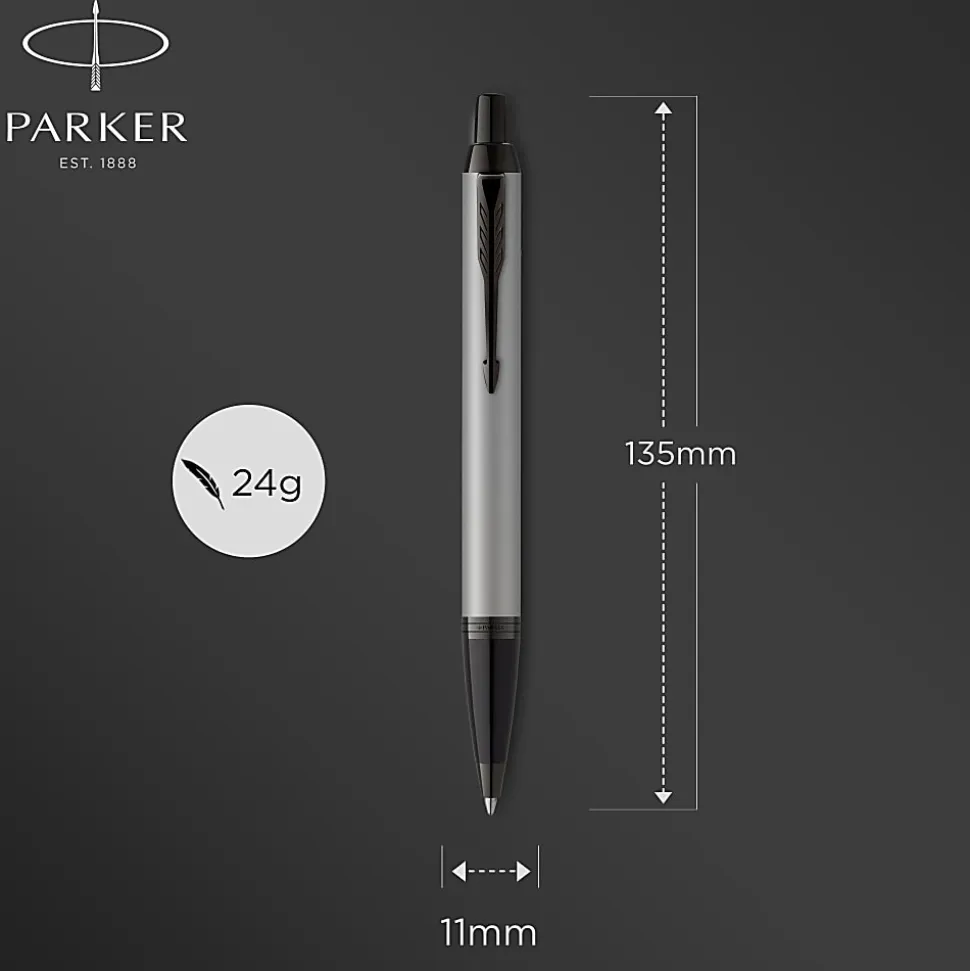 Parker® IM Ballpoint Pen, Medium Point, 0.7 mm, Matte Gray/Black Barrel, Blue Ink