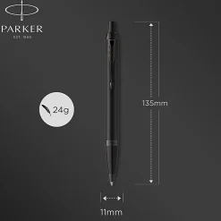 Parker® IM Ballpoint Pen, Medium Point, 0.7 mm, Matte Black Barrel, Blue Ink